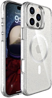 Imoshion Clear Glitter Backcover met MagSafe voor de Apple iPhone 16 Pro - Zilver
