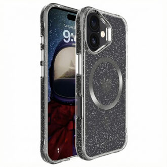 Imoshion Clear Glitter Backcover met MagSafe voor de Apple iPhone 16 - Zilver