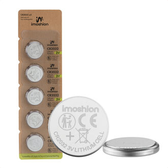 Imoshion CR2032 Knoopcelbatterij - 3V Lithium - 5 stuks Zilver - One size