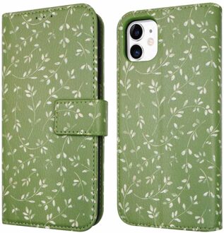Imoshion Design Bookcase voor de Apple iPhone 11 - Green Flowers Meerkleurig