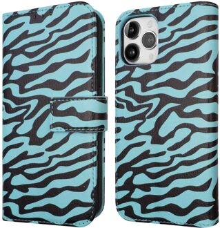 Imoshion Design Bookcase voor de Apple iPhone 12 (Pro) - Black Blue Stripes Meerkleurig
