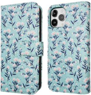 Imoshion Design Bookcase voor de Apple iPhone 12 (Pro) - Blue Flowers Meerkleurig