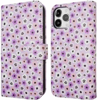Imoshion Design Bookcase voor de Apple iPhone 12 (Pro) - Purple Flowers Meerkleurig