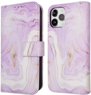 Imoshion Design Bookcase voor de Apple iPhone 12 (Pro) - Purple Marble Meerkleurig