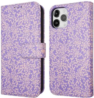 Imoshion Design Bookcase voor de Apple iPhone 12 (Pro) - Purple White Flowers Meerkleurig