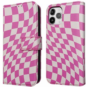 Imoshion Design Bookcase voor de Apple iPhone 12 (Pro) - Retro Pink Meerkleurig