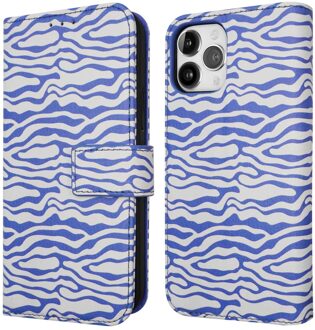 Imoshion Design Bookcase voor de Apple iPhone 12 (Pro) - White Blue Stripes Meerkleurig