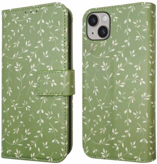 Imoshion Design Bookcase voor de Apple iPhone 14 - Green Flowers Meerkleurig