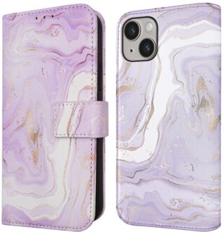 Imoshion Design Bookcase voor de Apple iPhone 14 - Purple Marble Meerkleurig