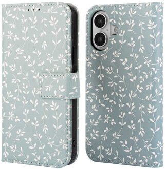 Imoshion Design Bookcase voor de Apple iPhone 16 - Smoke Green Flowers Meerkleurig