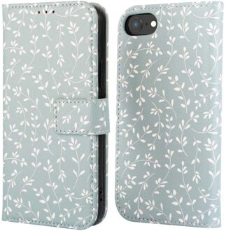 Imoshion Design Bookcase voor de Apple iPhone SE (2022 / 2020) / 8 / 7 / 6(s) - Smoke Green Flowers Meerkleurig