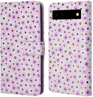 Imoshion Design Bookcase voor de Google Pixel 6a - Purple Flowers Meerkleurig