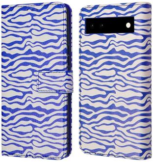 Imoshion Design Bookcase voor de Google Pixel 6a - White Blue Stripes Meerkleurig