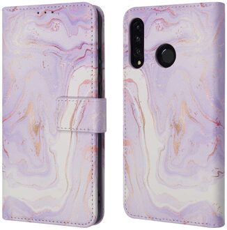 Imoshion Design Bookcase voor de Huawei P30 Lite - Purple Marble Meerkleurig