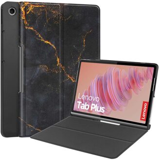 Imoshion Design Bookcase voor de Lenovo Tab Plus - Black Marble Zwart - 11.5