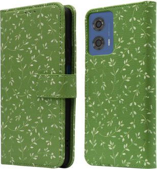 Imoshion Design Bookcase voor de Motorola Moto G04 / G24 - Green Flowers Meerkleurig