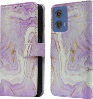 Imoshion Design Bookcase voor de Motorola Moto G04 / G24 - Purple Marble Meerkleurig