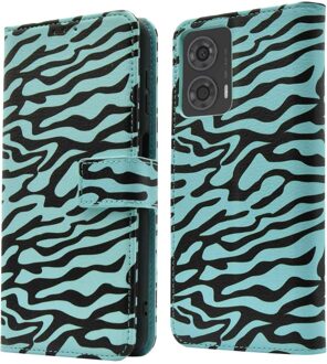 Imoshion Design Bookcase voor de Motorola Moto G24 Power - Black Blue Stripes Meerkleurig