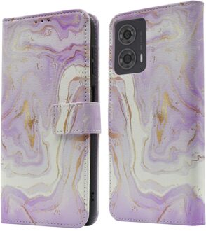 Imoshion Design Bookcase voor de Motorola Moto G24 Power - Purple Marble Meerkleurig