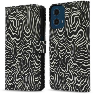 Imoshion Design Bookcase voor de Motorola Moto G34 - Black And White Meerkleurig