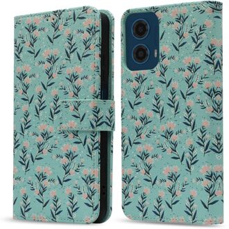 Imoshion Design Bookcase voor de Motorola Moto G34 - Blue Flowers Meerkleurig
