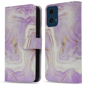 Imoshion Design Bookcase voor de Motorola Moto G34 - Purple Marble Meerkleurig