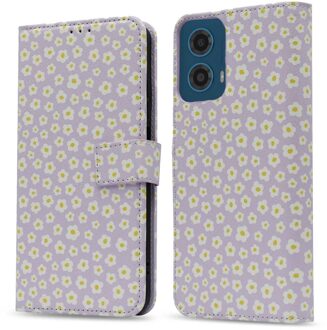 Imoshion Design Bookcase voor de Motorola Moto G34 - White Daisy Meerkleurig
