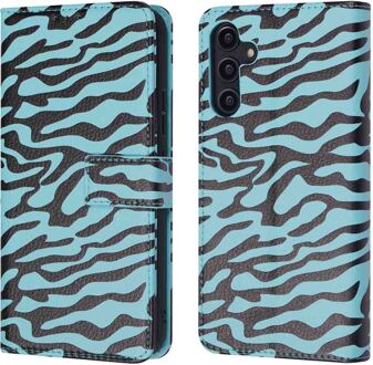 Imoshion Design Bookcase voor de Samsung Galaxy A14 (5G/4G) - Black Blue Stripes Meerkleurig