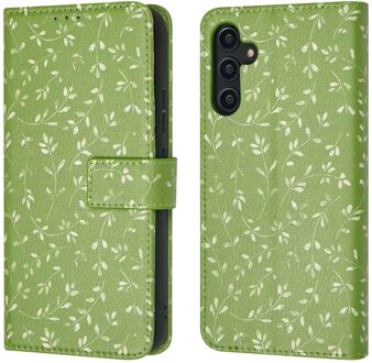 Imoshion Design Bookcase voor de Samsung Galaxy A14 (5G/4G) - Green Flowers Meerkleurig