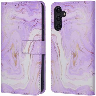 Imoshion Design Bookcase voor de Samsung Galaxy A14 (5G/4G) - Purple Marble Meerkleurig