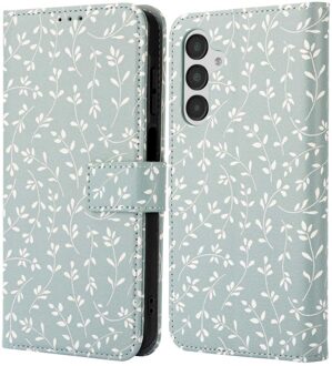 Imoshion Design Bookcase voor de Samsung Galaxy A16 - Smoke Green Flowers Meerkleurig