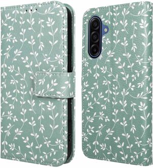 Imoshion Design Bookcase voor de Samsung Galaxy A17 - Smoke Green Flowers Meerkleurig
