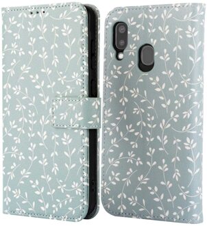 Imoshion Design Bookcase voor de Samsung Galaxy A20e - Smoke Green Flowers Meerkleurig