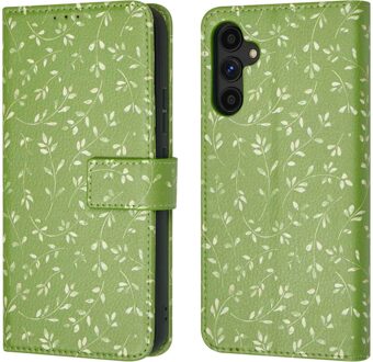 Imoshion Design Bookcase voor de Samsung Galaxy A34 (5G) - Green Flowers Meerkleurig