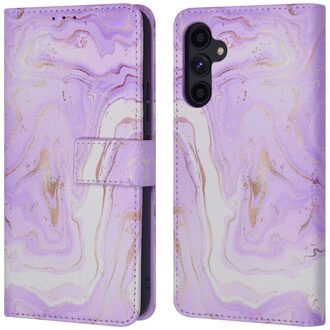 Imoshion Design Bookcase voor de Samsung Galaxy A34 (5G) - Purple Marble Meerkleurig