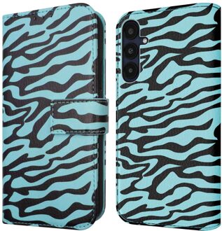 Imoshion Design Bookcase voor de Samsung Galaxy A35 - Black Blue Stripes Meerkleurig