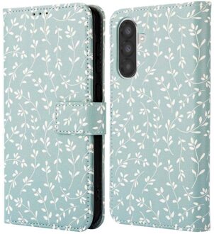 Imoshion Design Bookcase voor de Samsung Galaxy A36 - Smoke Green Flowers Meerkleurig