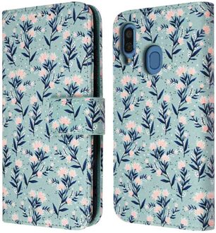 Imoshion Design Bookcase voor de Samsung Galaxy A40 - Blue Flowers Meerkleurig