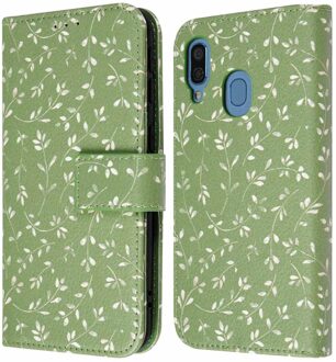 Imoshion Design Bookcase voor de Samsung Galaxy A40 - Green Flowers Meerkleurig