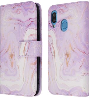 Imoshion Design Bookcase voor de Samsung Galaxy A40 - Purple Marble Meerkleurig