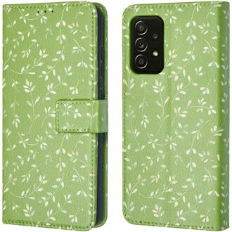 Imoshion Design Bookcase voor de Samsung Galaxy A52(s) (5G/4G) - Green Flowers Meerkleurig