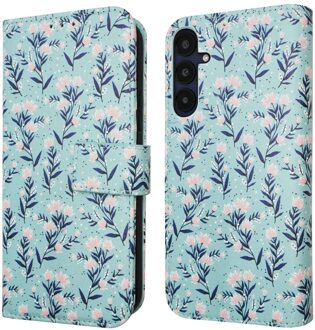 Imoshion Design Bookcase voor de Samsung Galaxy A55 - Blue Flowers Meerkleurig