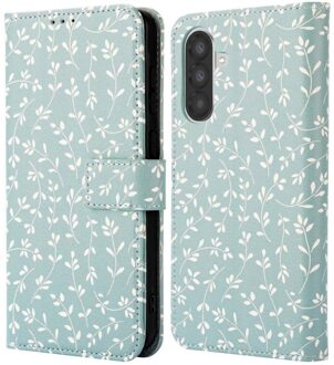 Imoshion Design Bookcase voor de Samsung Galaxy A56 - Smoke Green Flowers Meerkleurig