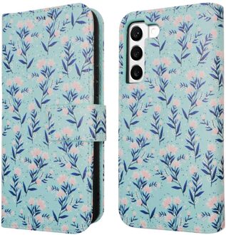 Imoshion Design Bookcase voor de Samsung Galaxy S22 - Blue Flowers Meerkleurig
