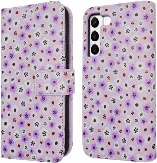 Imoshion Design Bookcase voor de Samsung Galaxy S22 - Purple Flowers Meerkleurig