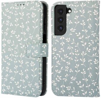 Imoshion Design Bookcase voor de Samsung Galaxy S22 - Smoke Green Flowers Meerkleurig