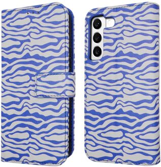 Imoshion Design Bookcase voor de Samsung Galaxy S22 - White Blue Stripes Meerkleurig