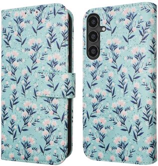 Imoshion Design Bookcase voor de Samsung Galaxy S23 FE - Blue Flowers Meerkleurig