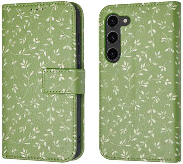 Imoshion Design Bookcase voor de Samsung Galaxy S23 - Green Flowers Meerkleurig