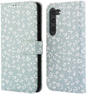 Imoshion Design Bookcase voor de Samsung Galaxy S23 - Smoke Green Flowers Meerkleurig